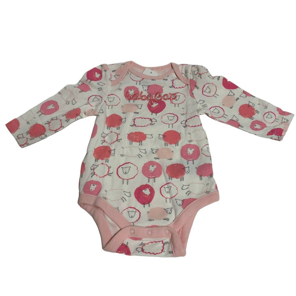 BabyGap Logo Sheep Pink Unisex Sz 3-6 Months 12-17 LBS Bodysuit One Piece NWT